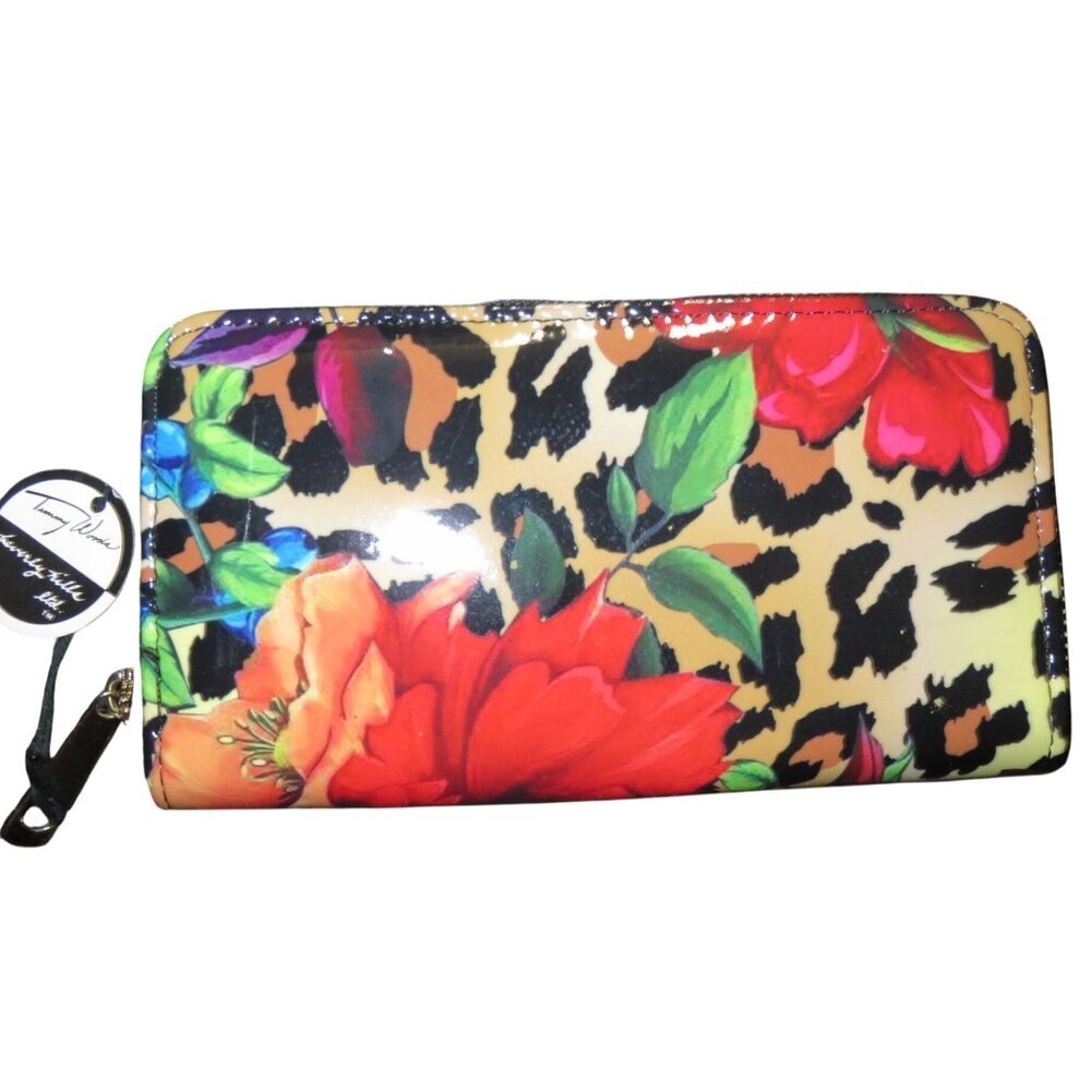 Timmy Woods Beverly Hills Floral Patent leather accordion long wallet